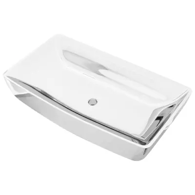 Umivalnik - Kopalna umivalnik - Lavabo keramičen 71x38x13,5 cm srebrn