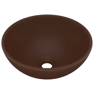 Razkošen Umivalnik - Kopalna umivalnik - Lavabo okrogel mat temno rjav 32,5x14 cm keramičen