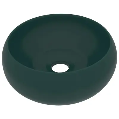 Razkošen Umivalnik - Kopalna umivalnik - Lavabo okrogel mat temno zelen 40x15 cm keramičen