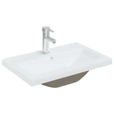 Vgradni Umivalnik - Kopalna umivalnik - Lavabo s pipo 61x39x18 cm keramičen bel