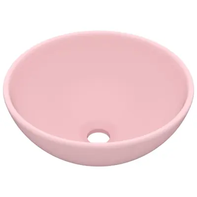 Razkošen Umivalnik - Kopalna umivalnik - Lavabo okrogel mat roza 32,5x14 cm keramičen