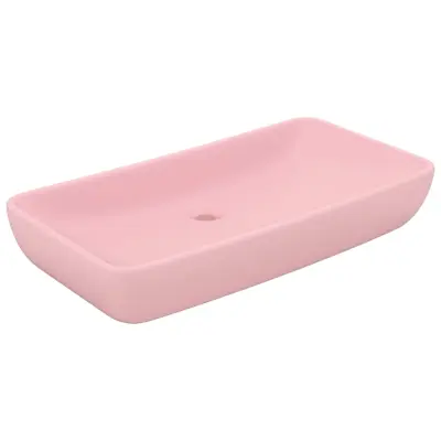 Razkošen Umivalnik - Kopalna umivalnik - Lavabo pravokoten mat roza 71x38 cm keramičen
