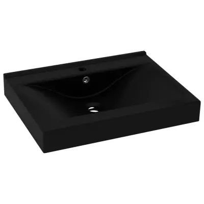 Razkošen Umivalnik - Kopalna umivalnik - Lavabo z luknjo mat črn 60x46 cm keramičen