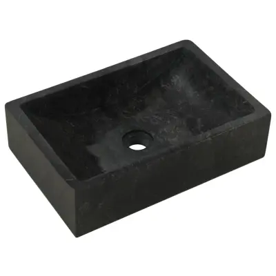 Umivalnik - Kopalna umivalnik - Lavabo 45x30x12 cm marmor visok sijaj črn