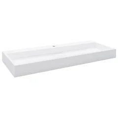 Umivalnik - Kopalna umivalnik - Lavabo 120x46x11 cm mineralna litina/marmorna litina bel