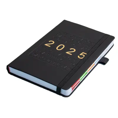 Dnevnik 2025 - eleganten dnevni planer za maksimalno organizacijo Black