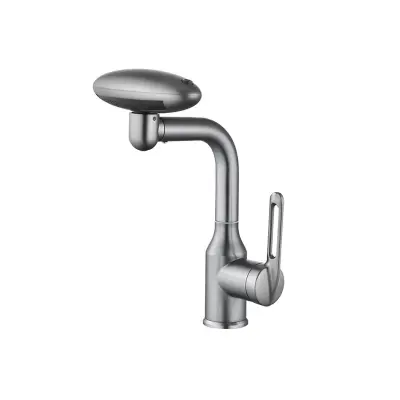 Mešalna armatura za umivalnik s 60 cm dovodnimi cevmi Grey
