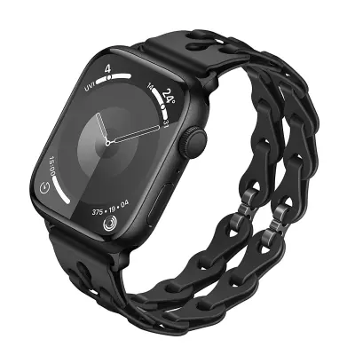Silikonski pašček za uro Apple Watch Series 1-9 & Ultra Black 22 mm