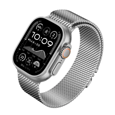 Grafitni milanski pašček za Apple Watch Silver L