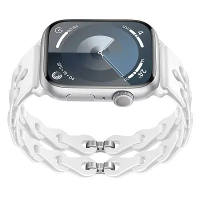 Silikonski pašček za uro Apple Watch Series 1-9 & Ultra White 22 mm