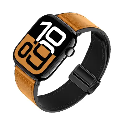 Pašček iz pravega usnja z magnetnim zapiranjem za Apple Watch Series 8/9/Ultra 2 Grey L