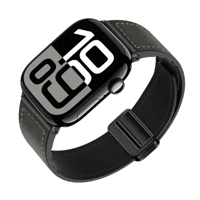 Usnjen pašček za uro Apple Watch Grey L