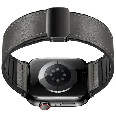 Usnjen pašček za uro Apple Watch v starinskem videzu Grey L