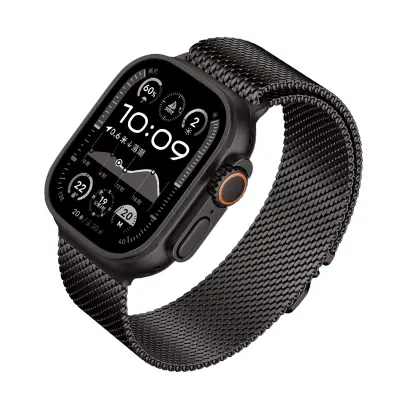 Grafitni milanski pašček za Apple Watch Black S