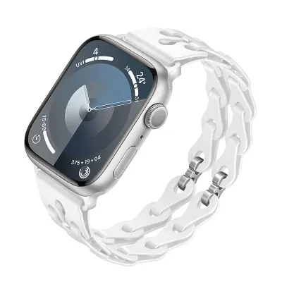 Silikonski pašček za uro Apple Watch Series 1-9 & Ultra White 20 mm