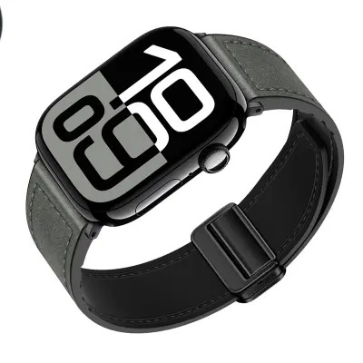 Magnetni pašček za Apple Watch iz pravega usnja Grey S