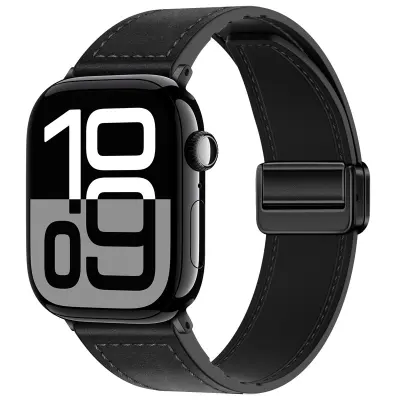 Usnjen pašček za uro Apple Watch Black L