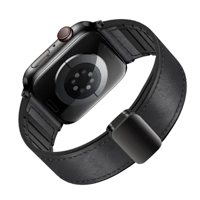 Usnjen pašček za uro Apple Watch v starinskem videzu Black L