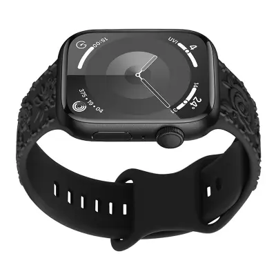 Silikonski pašček z 3D vrtnico za Apple Watch Black 20 mm