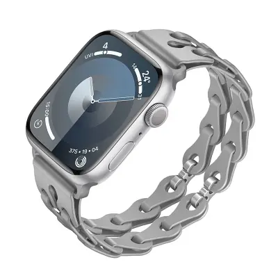 Silikonski pašček za uro Apple Watch Series 1-9 & Ultra Grey 22 mm