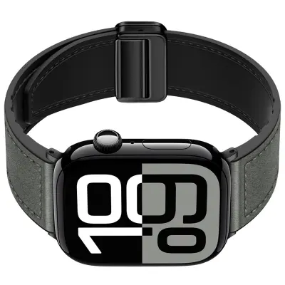 Magnetni pašček za Apple Watch iz pravega usnja Grey L