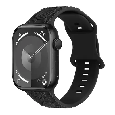 Silikonski pašček z 3D vrtnico za Apple Watch Black 22 mm
