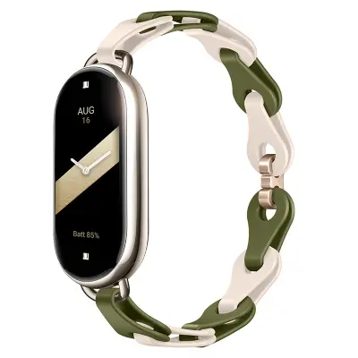 Silikonski paš za uro Xiaomi Band 8/9 Green+Beige