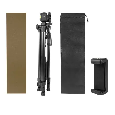 Stativ s držalom za telefon, torbo za prenašanje in usnjenim etuijem