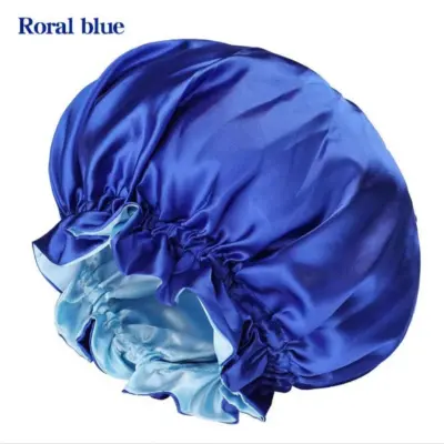 Dvoslojna kapa za tuširanje za ženske, nepremočljiva in za večkratno uporabo Blue