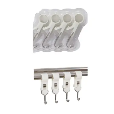 4-delni komplet plastičnih sponk za cevi, nastavljivi držali za brisače za kopalnico (srednje velikosti) White L