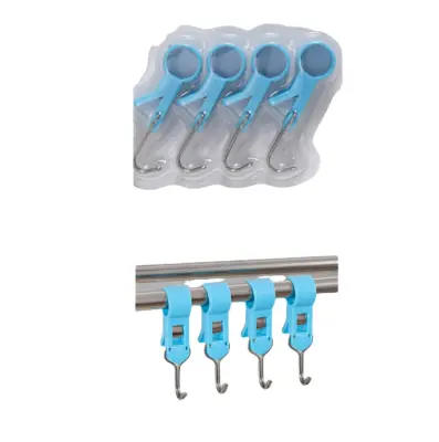 4-delni komplet plastičnih sponk za cevi, nastavljivi držali za brisače za kopalnico (srednje velikosti) Blue L