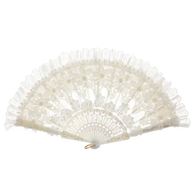 Eleganten bel čipkast plesni ventilator, rekvizit za fotografiranje in dekoracijo doma   Model 1