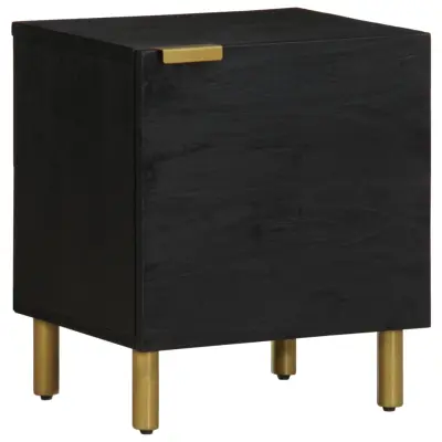 Dvo delni komplet Nočne omarice - Nočne mize črna 40x33x46 cm trden mangov les