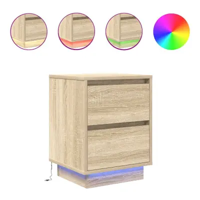 Dvo delni komplet Nočne omarice - Nočne mize z LED svetili Sonoma Oak 38x34x50 cm