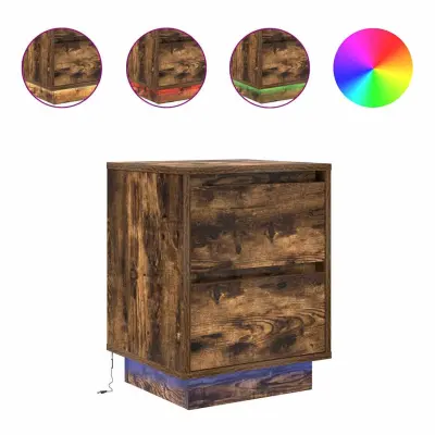 Nočna omarica - Nočna miza z LED svetili Smoked Oak 38x34x50 cm