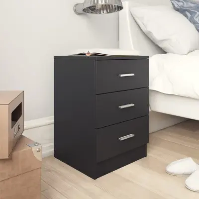 Dvo delni komplet Nočne omarice - Nočne mize črne 38x35x56 cm iverna plošča
