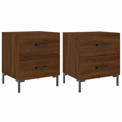 Dvo delni komplet Nočne omarice - Nočne mize rjavi hrast 40x35x47,5 cm inženirski les