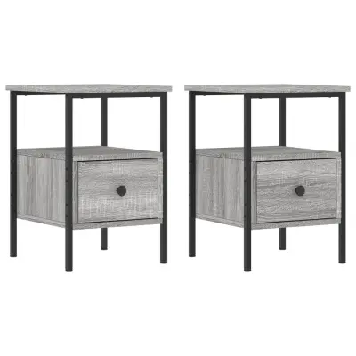 Dvo delni komplet Nočne omarice - Nočne mize siva sonoma 34x36x50 cm inženirski les