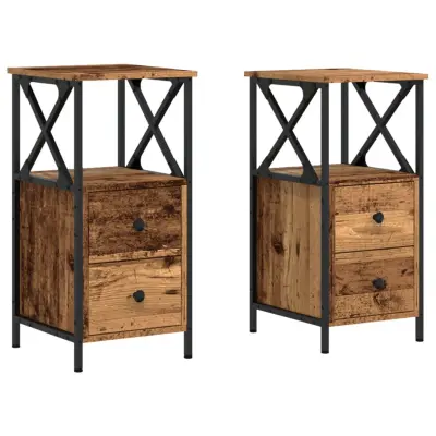 Dvo delni komplet Nočne omarice - Nočne mize starinski les 34x35,5x70 cm inženirski les