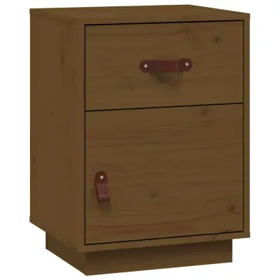 Nočna omarica - Nočna miza medeno rjava 40x34x55 cm trdna borovina