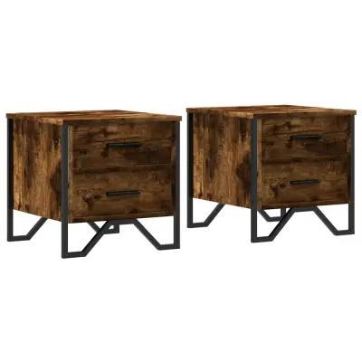 Dvo delni komplet Nočne omarice - Nočne mize dimljeni hrast 40x41x40 cm inženirski les