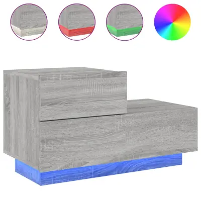 Nočna omarica - Nočna miza z LED lučkami siva sonoma 70x36x40,5 cm