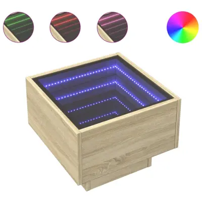 Nočna mizica - Nočna omarica - Nočna miza z neskončnimi LED sonoma hrast 40x40x30 cm