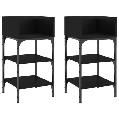 Dvo delni komplet Nočne omarice - Nočne mize črna 35x34,5x70 cm inženirski les