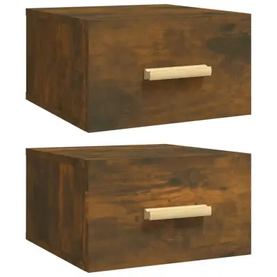 Stenski Dvo delni komplet Nočne omarice - Nočne mize dimljeni hrast 35x35x20 cm