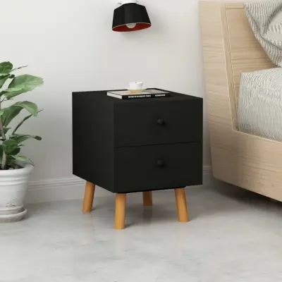 Dvo delni komplet Nočne omarice - Nočne mize črne 40x30x50 cm trdna borovina