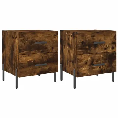 Dvo delni komplet Nočne omarice - Nočne mize dimljen hrast 40x35x47,5 cm inženirski les