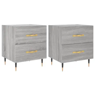 Dvo delni komplet Nočne omarice - Nočne mize siva sonoma 40x35x47,5 cm inženirski les