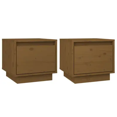 Dvo delni komplet Nočne omarice - Nočne mize medeno rjava 35x34x32 cm trdna borovina