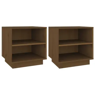 Dvo delni komplet Nočne omarice - Nočne mize medeno rjava 40x34x40 cm trdna borovina